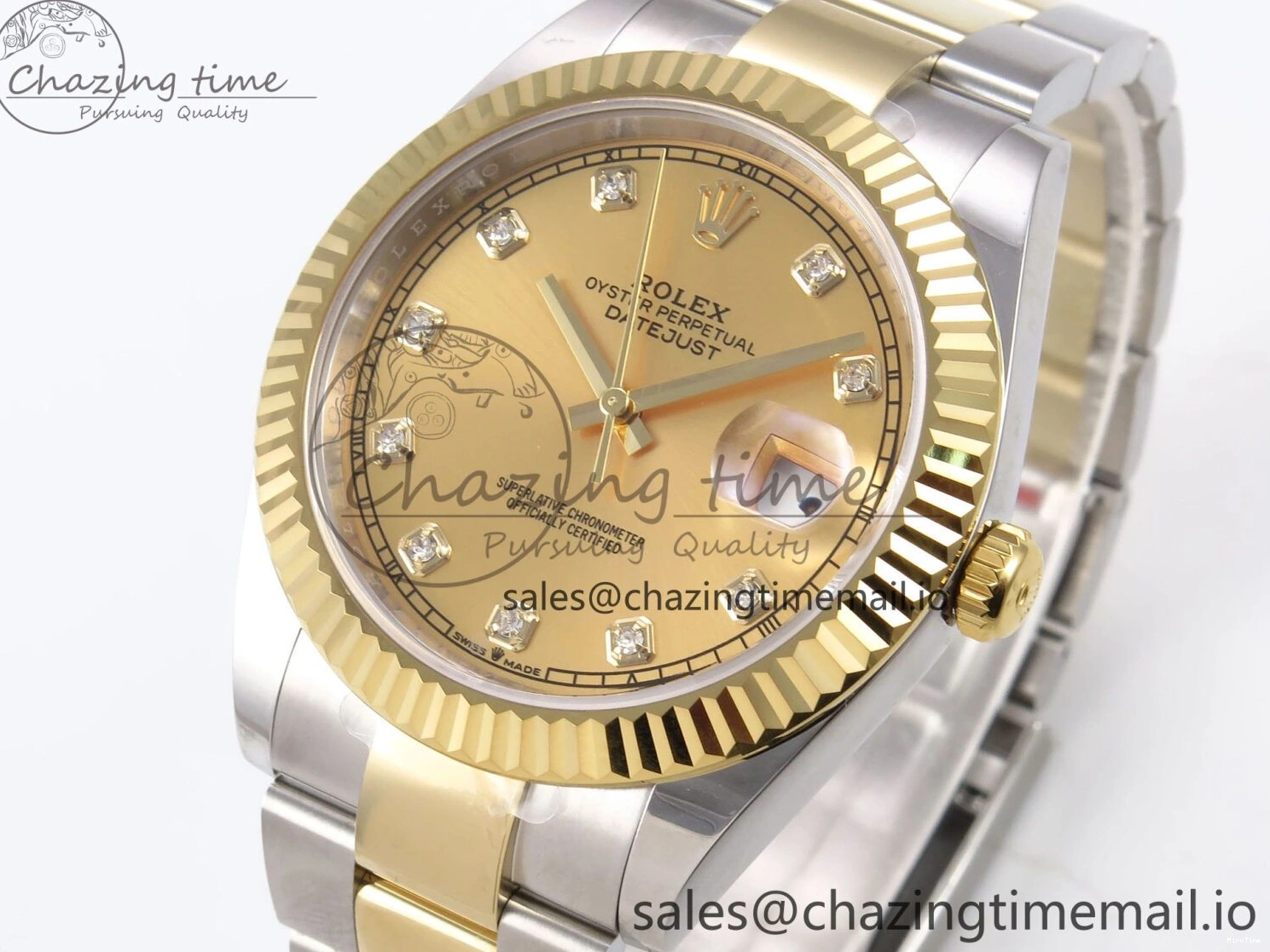 MiroTime 0514 DateJust 41 126333 EWEF Best Edition YG Diamonds Dial on SS YG Oyster Bracelet A Minimalist 973